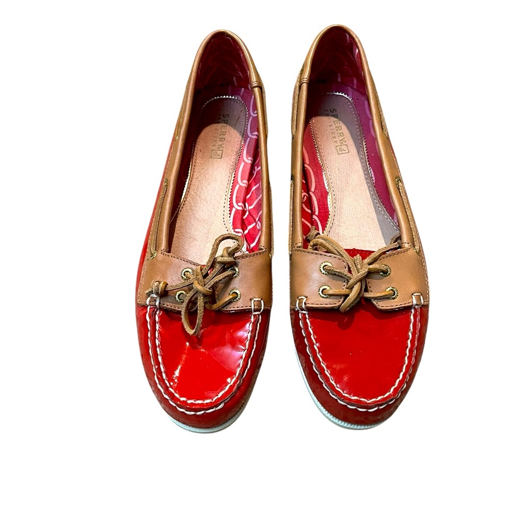 Sperry Women's Red and Tan Boat Shoes size 9.5 med EUC